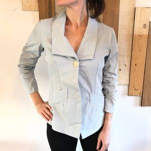 ALEXIS LAMONTAGNA Powder Blue Ruched-Sleeve Blazer